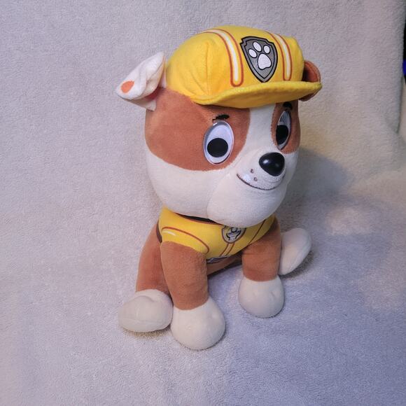 Paw Patrol Rubble Dog Plush Stuffed Animal Toy 6” Sitting Yellow Spin Master - Picture 3 of 10